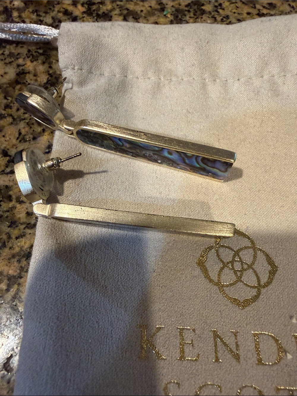 Kendra Scott Iridescent Abalone Drop Earrings in Blue-Green - Picture 2 of 5